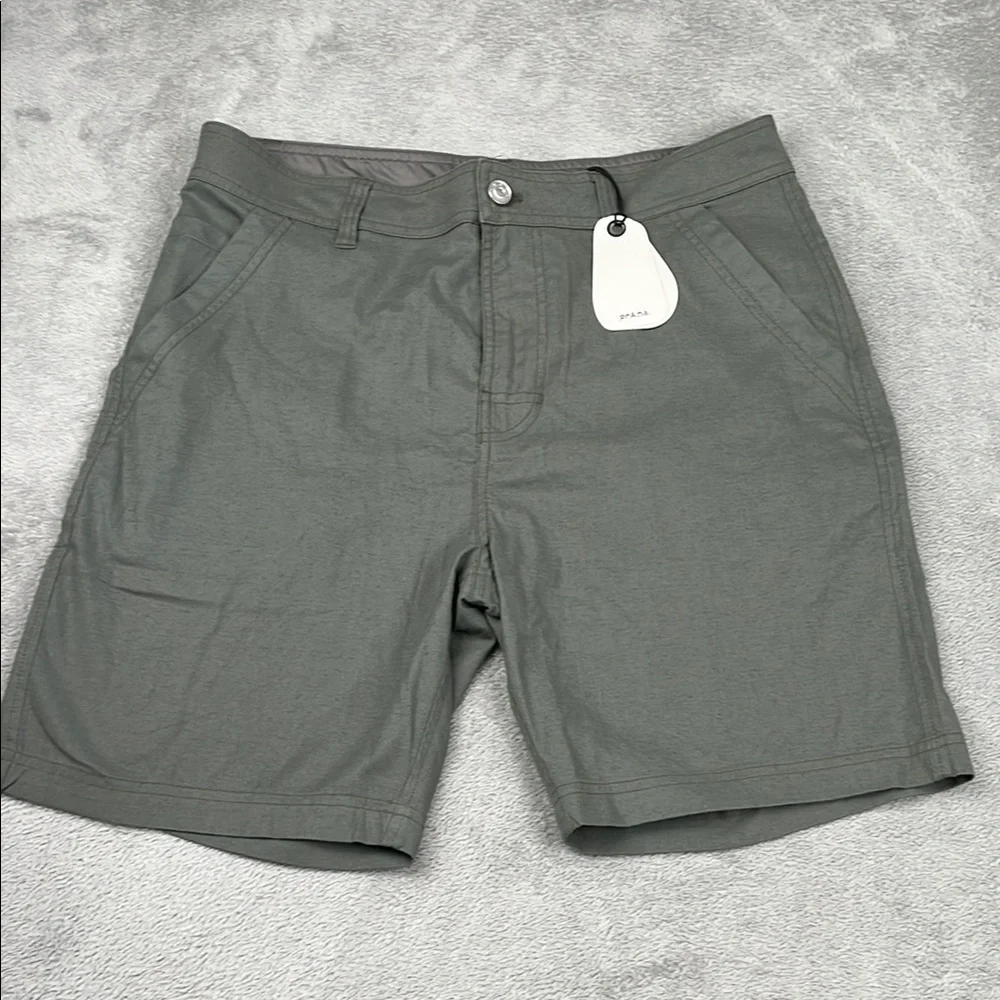 NEW Prana 32‎ Hemp Blend Furrow Short Men's Thyme Green Casual Shorts